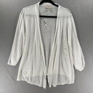 Loft Sweater Womens LP White Cardigan Lightweight Coastal Grandma Minimalist